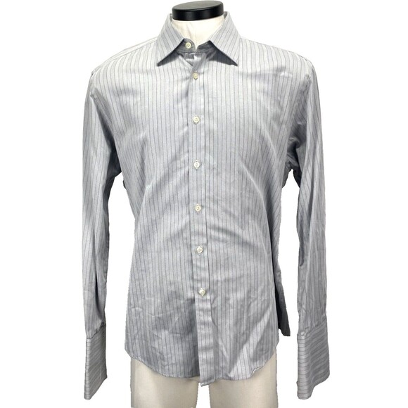 Charles Tyrwhitt Dress Shirt Men 17/36 (tag 17.5) Stripe Slim Fit French Cuff RO - Picture 1 of 10